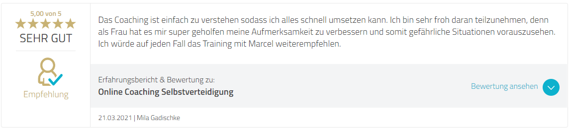 Bewertung Marcel Descy - Strongline Academy - Selbstverteidigung