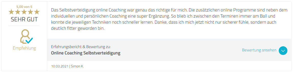 Bewertung Marcel Descy - Strongline Academy - Selbstverteidigung